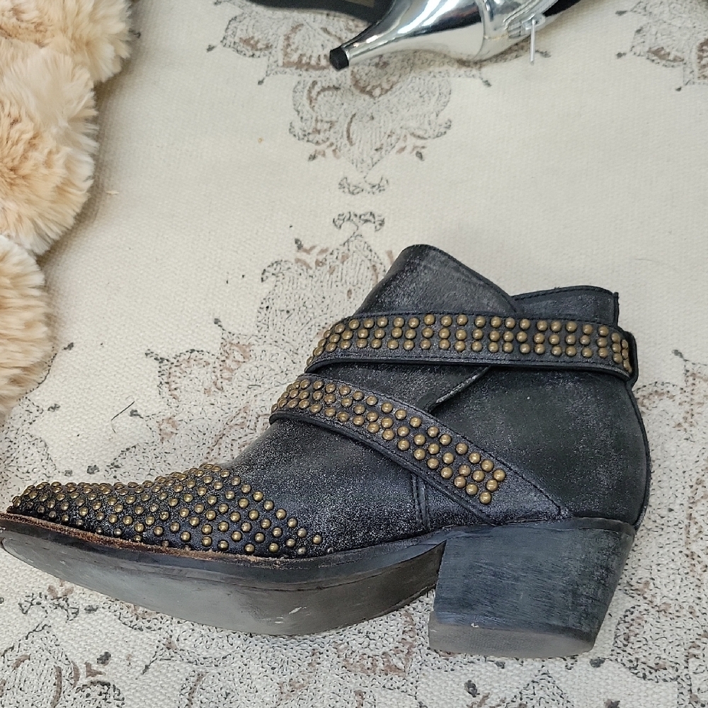 Free People Black Studded Ankle Booties - Picture 2 of 5